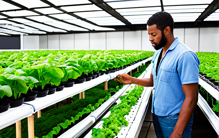 **A vibrant vertical farm in an urban setting, showcasing a climate refugee teaching hydroponics to a group of diverse community members. The scene should emphasize sustainability and community integration. Focus on bright, hopeful colors and the ingenuity of the setup.**